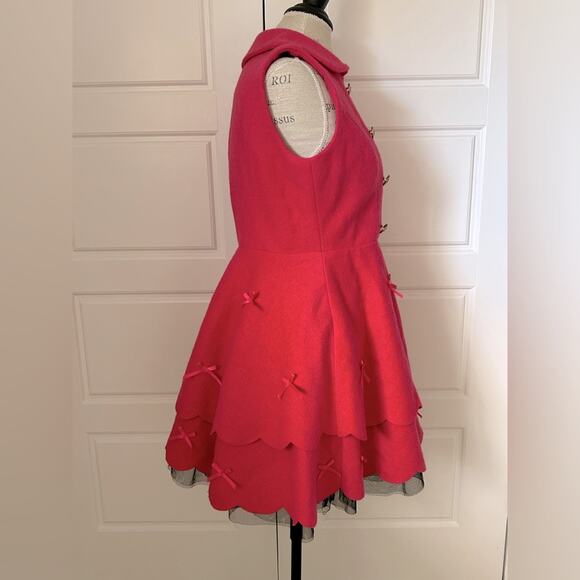 Sozoelegant cheap and chic wool blend pink sleeveless pea coat vest bows cosplay - Picture 4 of 9